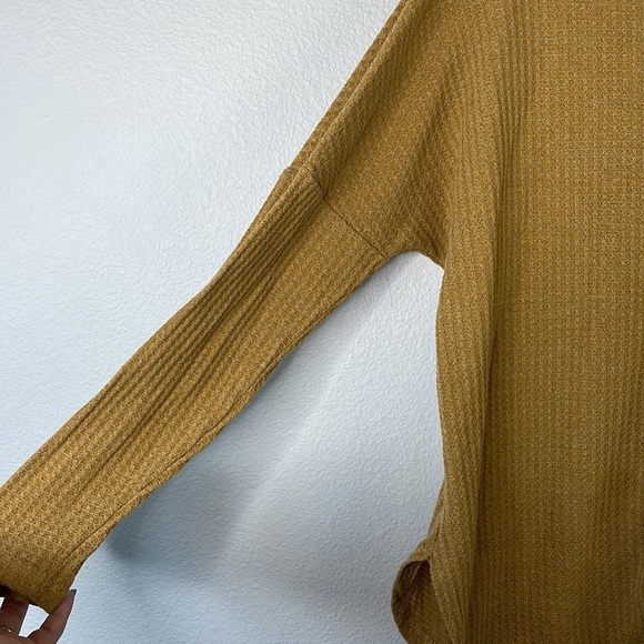 Miholl mustard waffle knit button up long sleeve sweater size L - Picture 8 of 8